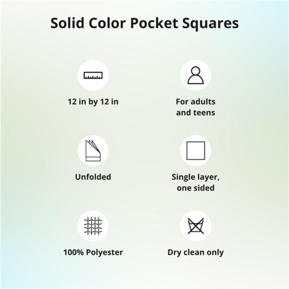 Solid Color Pocket Squares for Men for Suits and Perfect for Wedding Parties - Picture 4 of 5